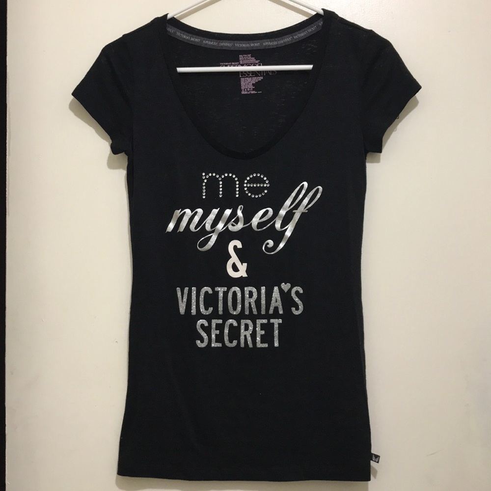 “Me Myself & Victoria’s Secret” burnout T w/ bling